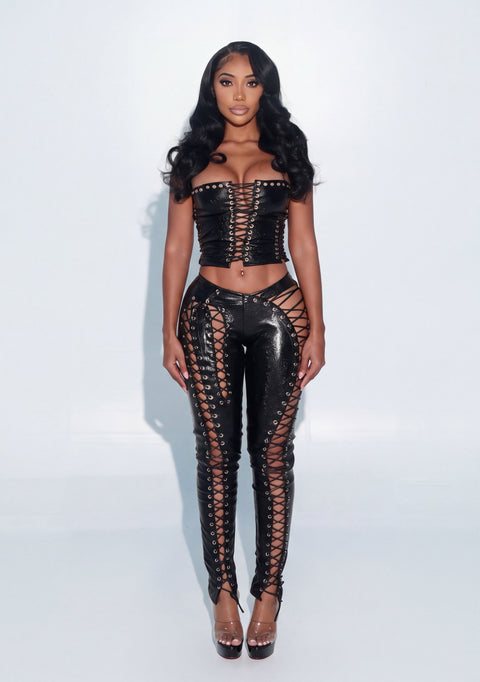 Viper Lace Up Pants Black