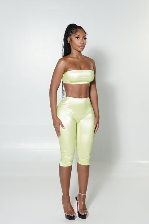 Lime Liquid Capri Set
