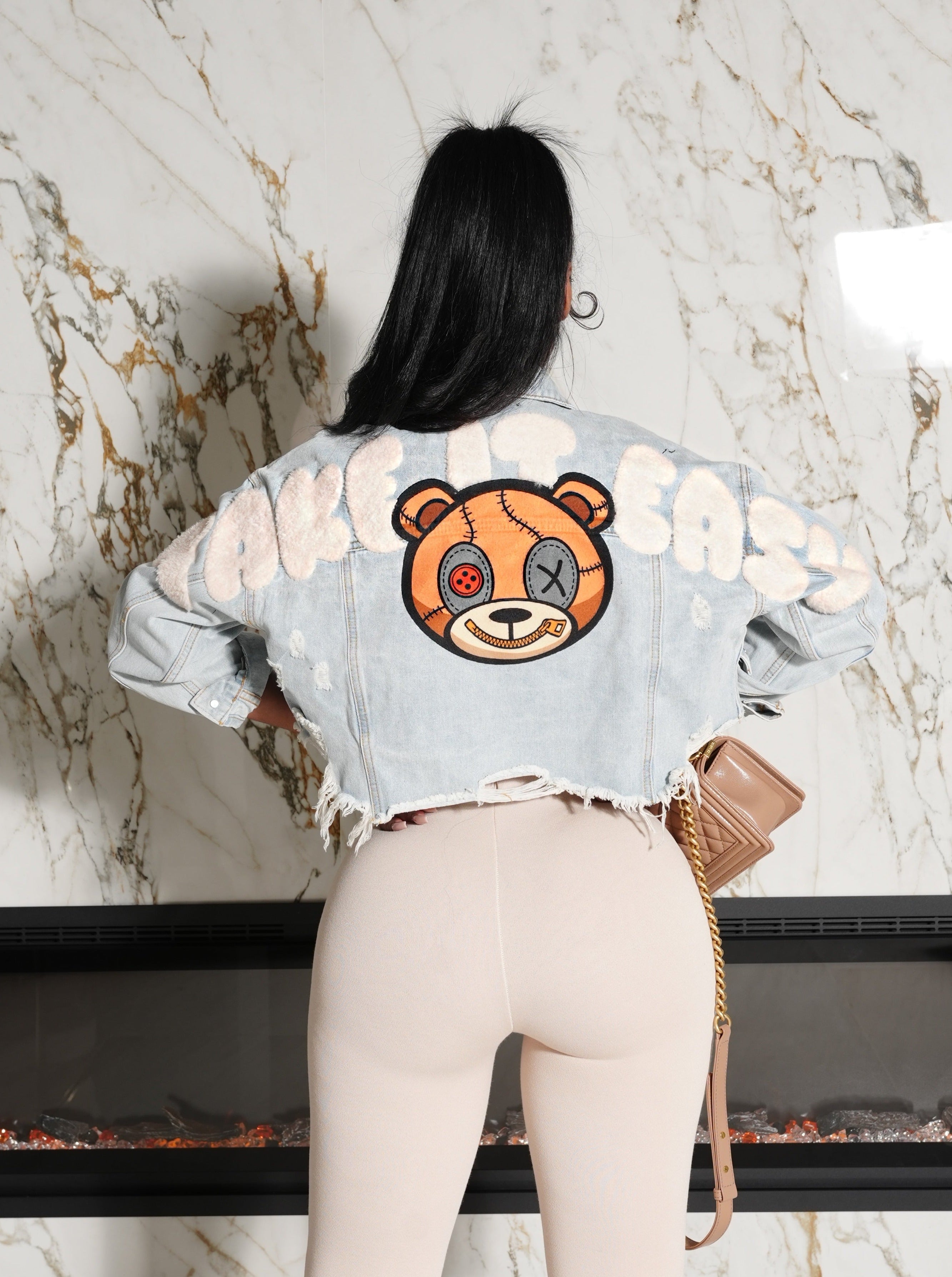 Take it easy cropped denim jacket