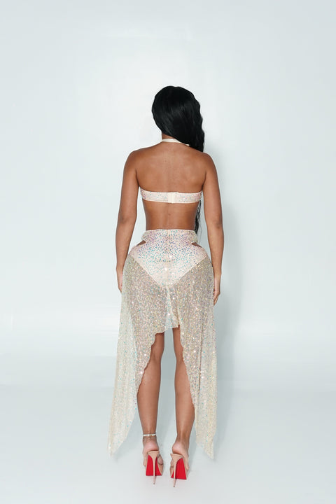 Barthelemy Embellished Skirt Set Champagne