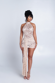 Femme Lace Mini Dress NUDE