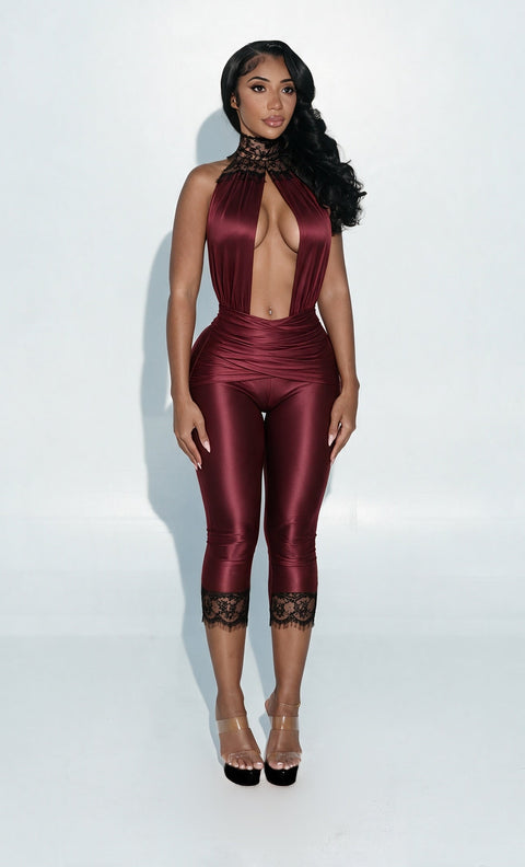 Main Character Jumpsuit Burgundy