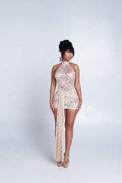 Femme Lace Mini Dress NUDE