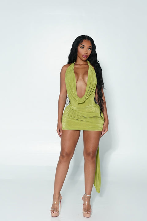 Capri Drape Mini Dress Green