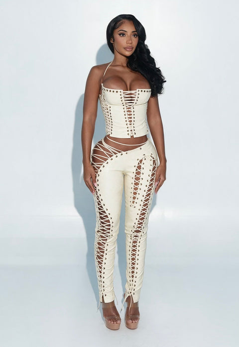 Viper Lace Up Pants Ivory