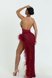 Ruby Red Ostritch Skirt Set