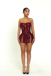 Naughty Mini Dress Burgundy