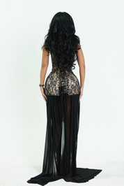 Alluring 2 in 1 Corset Dress Black