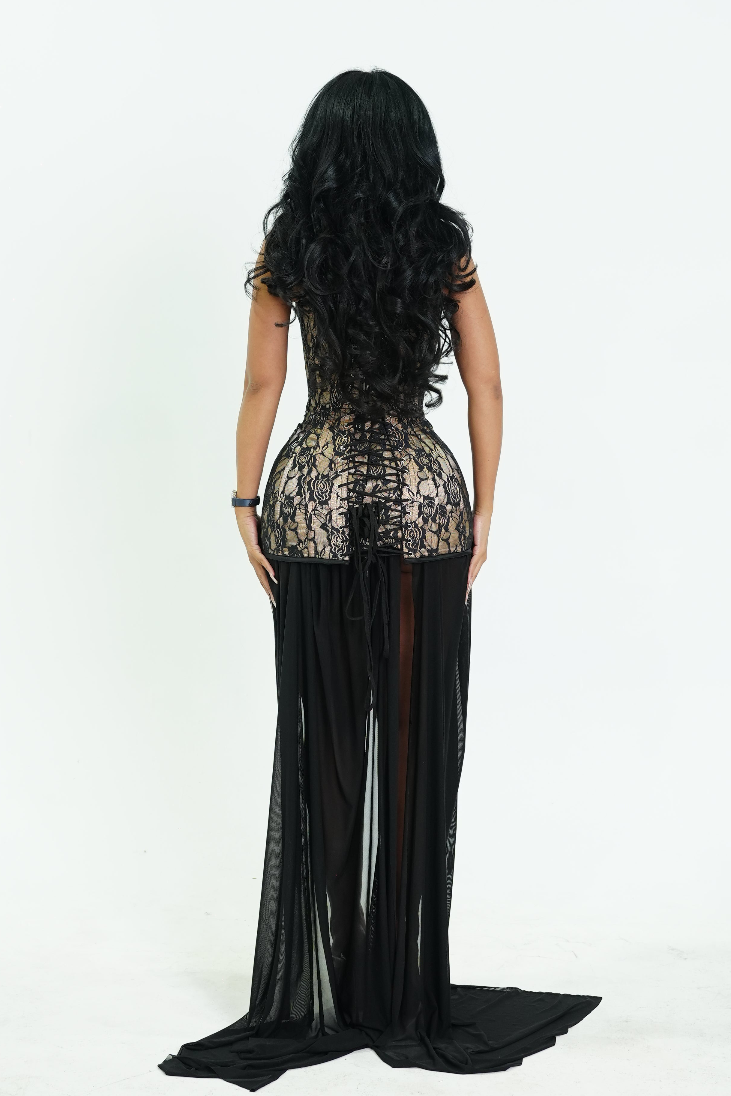 Alluring 2 in 1 Corset Dress Black