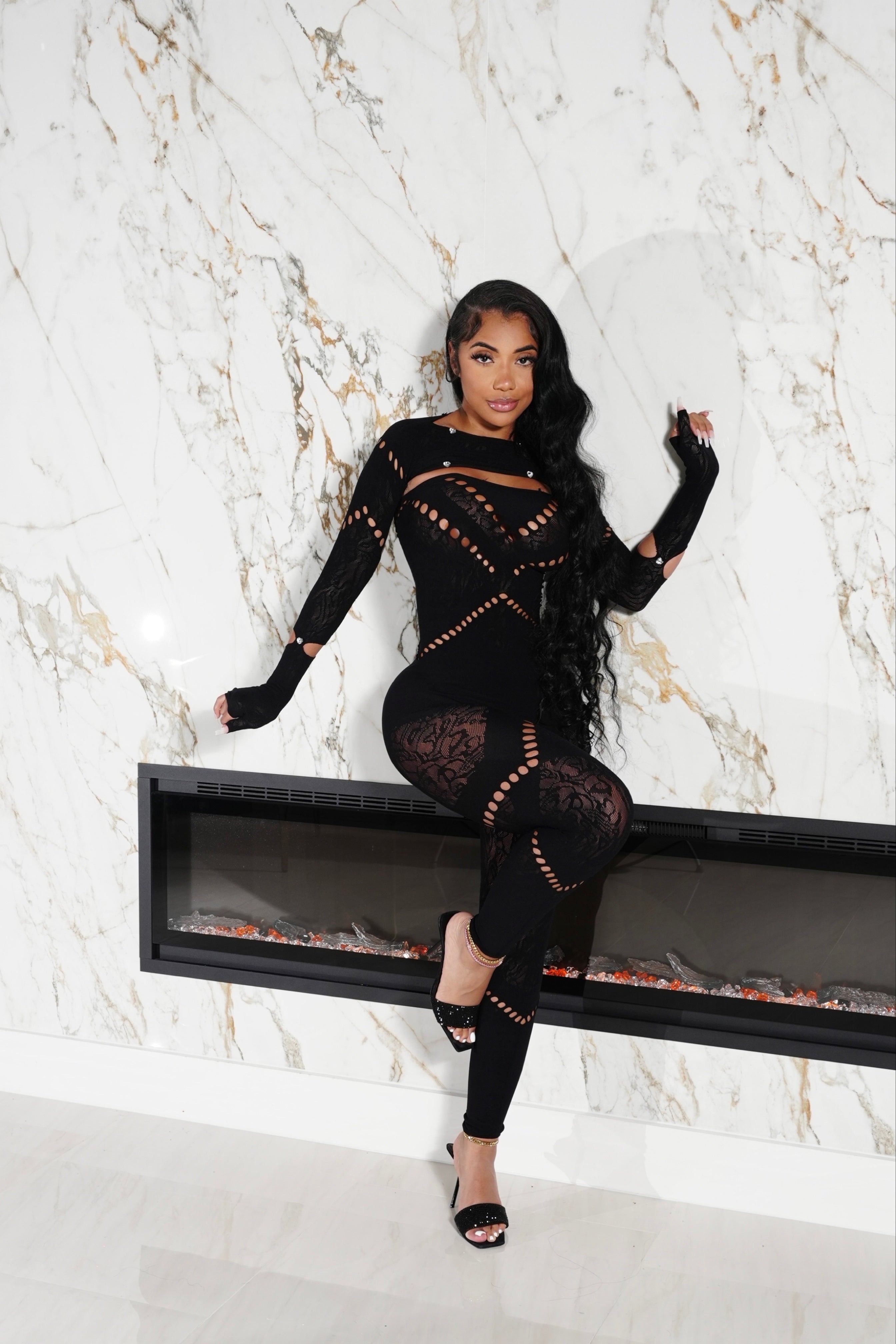 Wolfy 2 Pc Jumpsuit BLACK