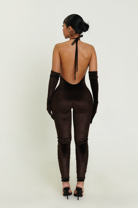Velvet Affair Jumpsuit & Glove Set