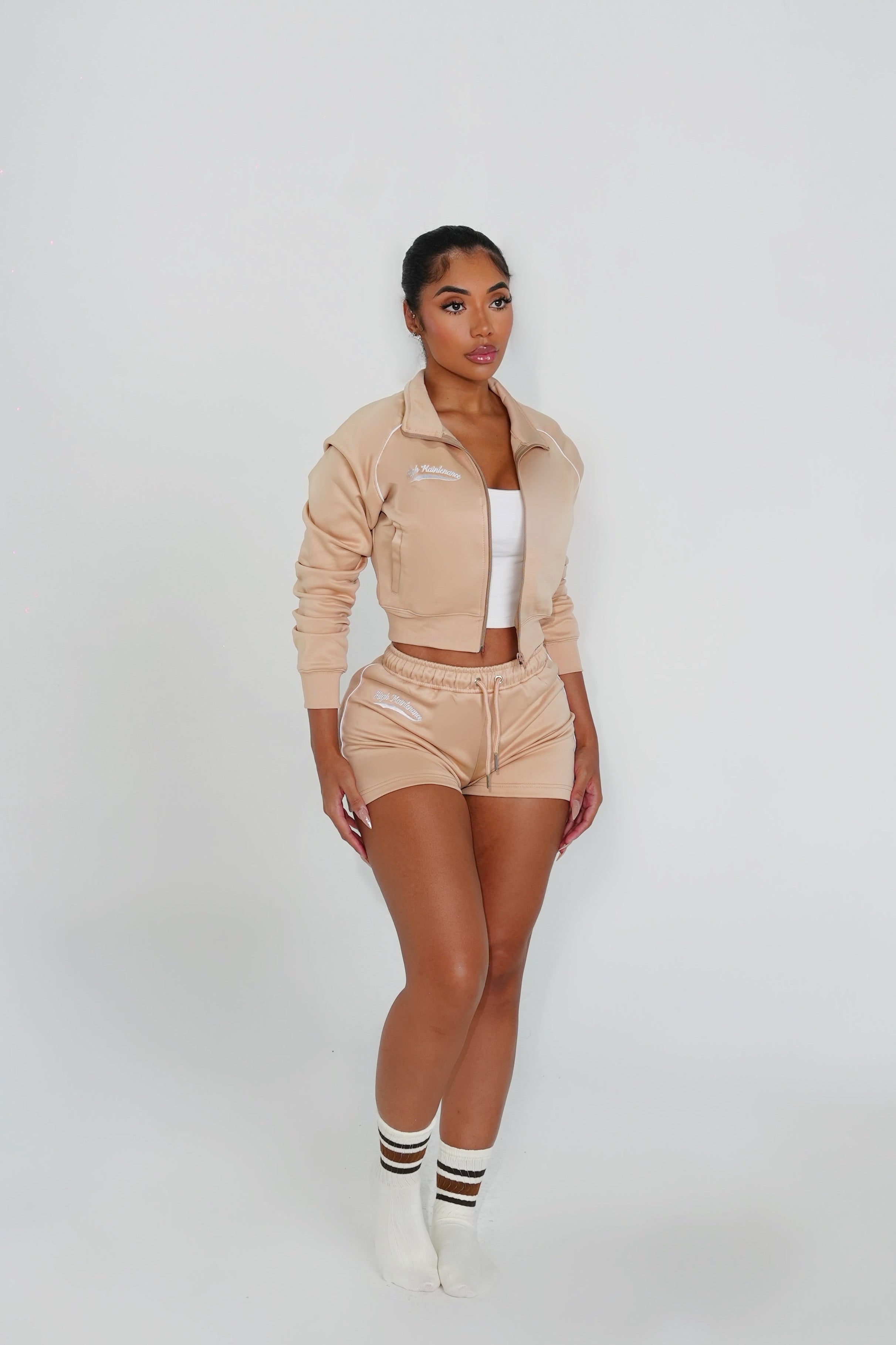 Varsity Nude Short Set