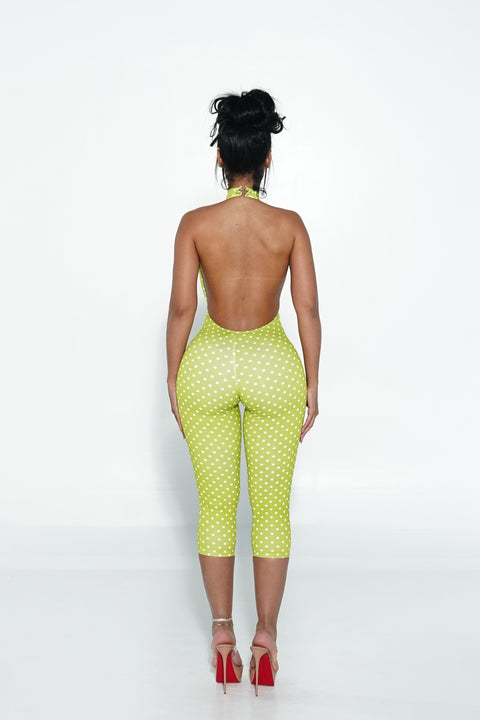 Polka Dot Main Character Jumpsuit Matcha