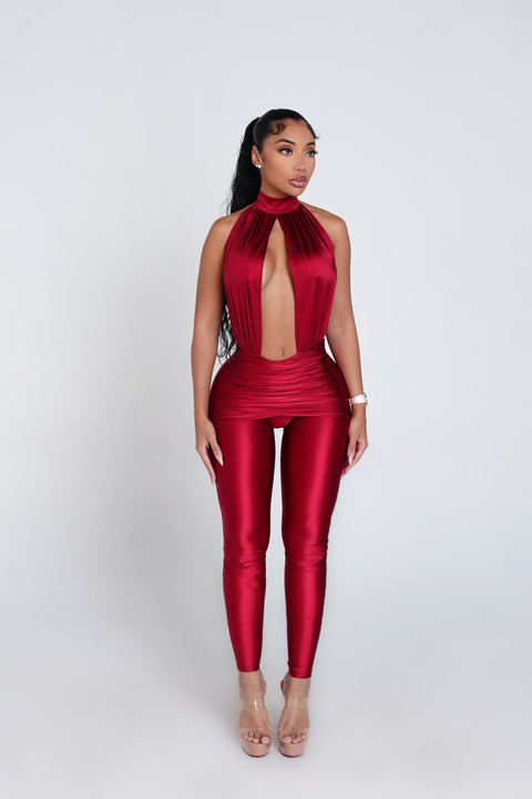 Main Character Jumpsuit Dark Red