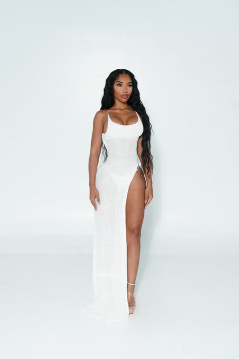 Sheer Sequin Maxi Dress